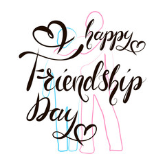 Happy Friendship day Hand Lettering Text