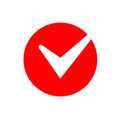 Check mark in red circle icon vector