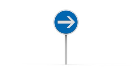 3d rendering of a direction sign isolated in white background