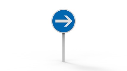 3d rendering of a direction sign isolated in white background