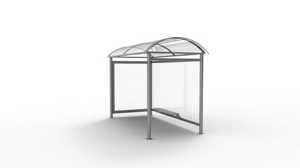 3d rendering of a bus stop shelter isolated in white background