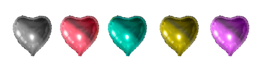 Set of Color foil heart balloon object for birthday party.