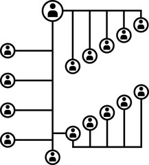 Network Connection, Hub, Social Network Isolated Flat Line Icon
