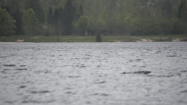 Rough lake water creates waves before storm