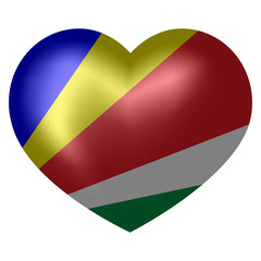 Seychelles Flag in heart shape. 3d vector illustration.