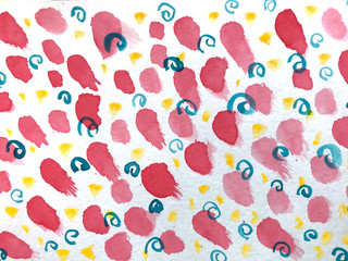 Abstract painted watercolor background with spots and spiral