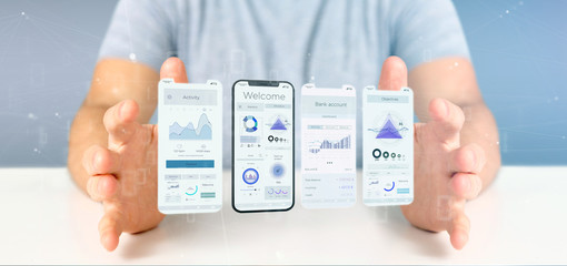 Application interface UI on a smartphone - 3d rendering