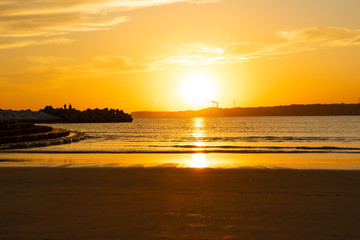Fototapeta premium Great sunset at seaside in Choshi, Chiba, Japan