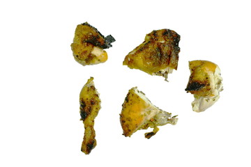roasted chicken with herb and sesame chop on white background
