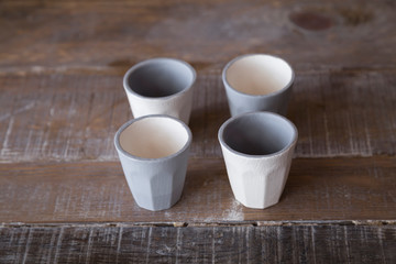 making objects with clay and tools. close up cropped photo about ceramics.