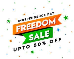 Freedom Sale on Independence Day of India, Concept, Template, Banner, Logo Design, Icon, Poster, Unit, Label, Web Header, Mnemonic with Celebration white Background - Vector, illustration