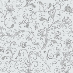 Abstract vintage pattern with decorative flowers, leaves and Paisley pattern in Oriental style.