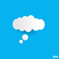 Bevel thought bubble on blue background.vector ilustration