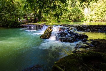 Waterfall in deep tropical rain forest Sra Bok Karanee in Phang Nga