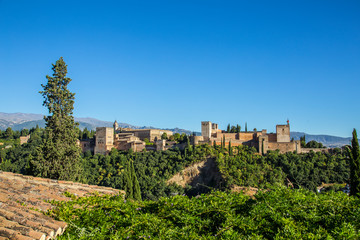 Fototapeta na wymiar Views of the Alhambra from the Albaicin neighborhood. Andalucia, Granada