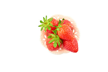 Delicious fresh and sweet strawberry as food background. Healthy food organic nutrition. The view from the top.