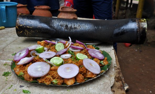 Bamboo Chicken Served - Tribal Dish of Araku Valley