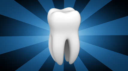 Tooth in blue background. 