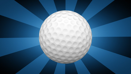 Golf ball in blue background. 