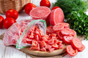 Frozen red tomatoes