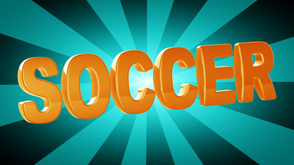" Soccer " in blue background.