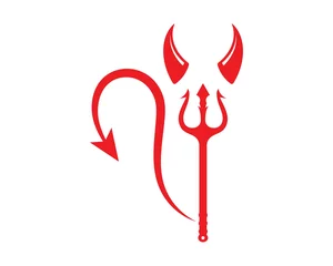 Fotobehang devil horns logo icon vector illustration design © sangidan