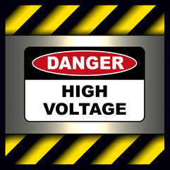 Danger, warning sign, high voltage symbol.