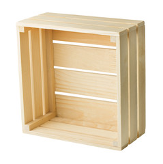 Wooden box isolated on white background