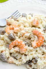 risotto aux crevettes et champignons