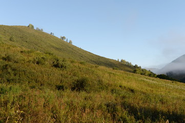 Fototapeta premium Early morning in the mountains of Altai Krai. Western Siberia