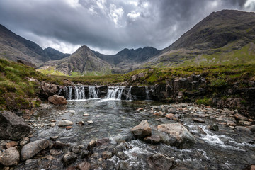 Fototapeta na wymiar Fairy Pools and Sgurr an Fheadain Isle of Skye Scotland