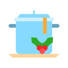 Stew pot vector, Chirstmas menu flat style icon