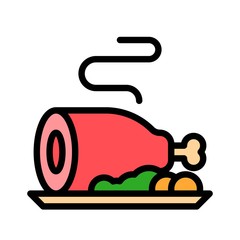 Meat vector, Chirstmas menu filled style editable outline icon