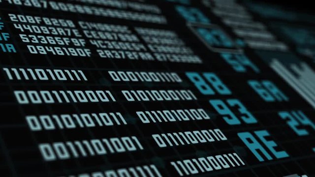 3D Abstract Futuristic Cyberspace with Binary Code
