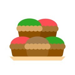 Cupcake vector, Chirstmas menu flat style icon