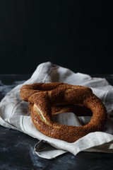 Turkish bagel simit, still life Turkish bagel