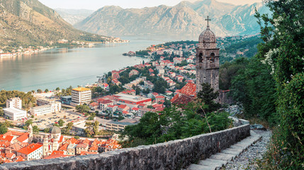 Church Our Lady of Remedy on the high hill above the ancient town Kotor, Montenegro