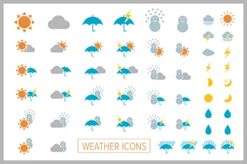 Fotobehang Set of simple weather icons. Vector.シンプル天気アイコン © tabosan