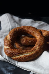 Turkish bagel simit, still life Turkish bagel