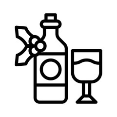 Wine vector, Chirstmas menu line style icon, editable outline