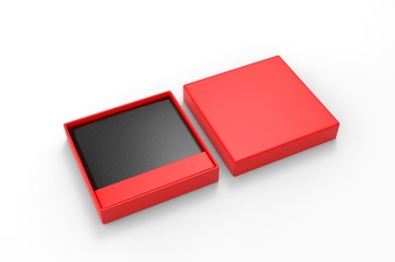 Blank Bi fold Flip Style Leather Wallet Packaging Box For Branding. 3d render illustration.