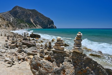 Beautiful beach with sea in tourist resort. Greece island Kos. Beautiful concept for summer...