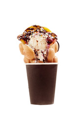 Hong Kong waffles in cup isolated on white background