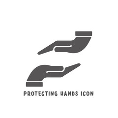 Protecting hands icon simple flat style vector illustration.
