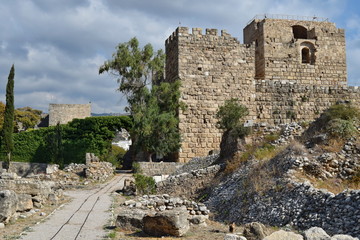 Fototapeta na wymiar Ruins of the castle of Gibelet, Byblos, Lebanon