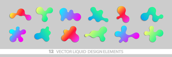 Big Set of bright liquid design elements.