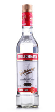 Bottle Of Stolichnaya, Popular Brand Of Russian Vodka