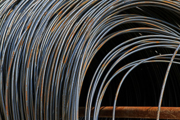 steel rebar in a construction site