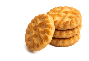 round butter cookies isolated
