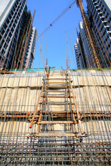 Construction steel mesh and ladder in a site